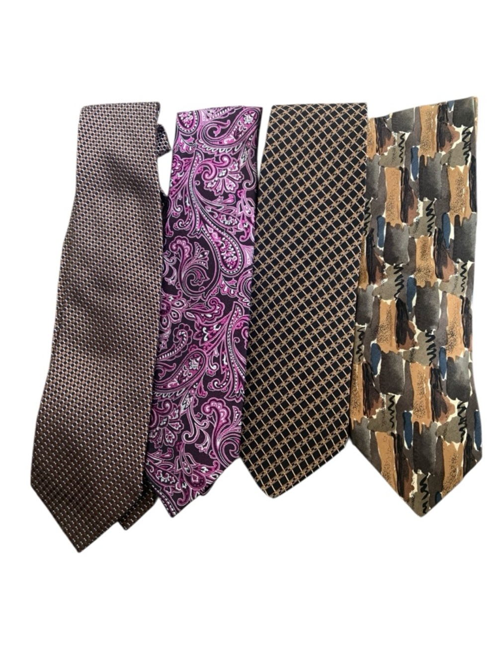 Geoffrey Beene Jimmy V Four Neck Tie Set Lot Bundle Paisley Career Office Work